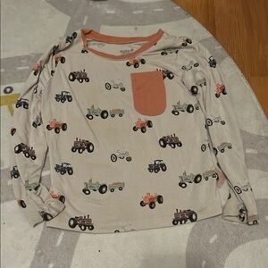 Kyte BABY Cream and Orange Long Sleeve Tee with Playful Pattern